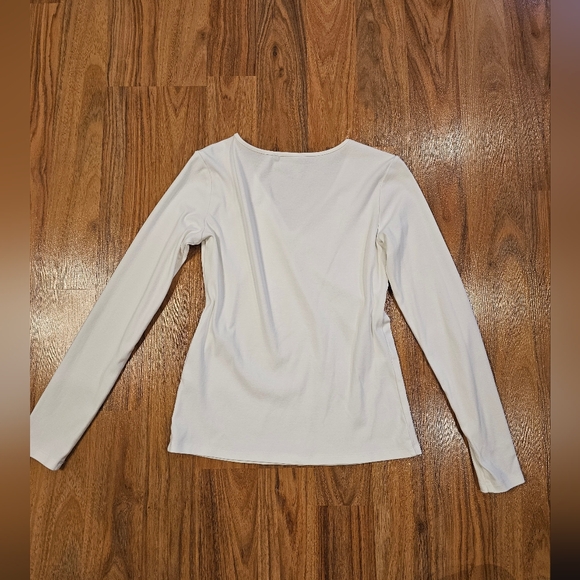 Banana Republic White Long Sleeve V-Neck Cotton Top - Picture 4 of 8